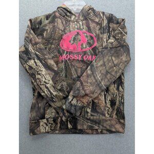 Mossy Oak Hoodie Womens Large Camo Country Pink Logo Pullover Sweatshirt Hunting